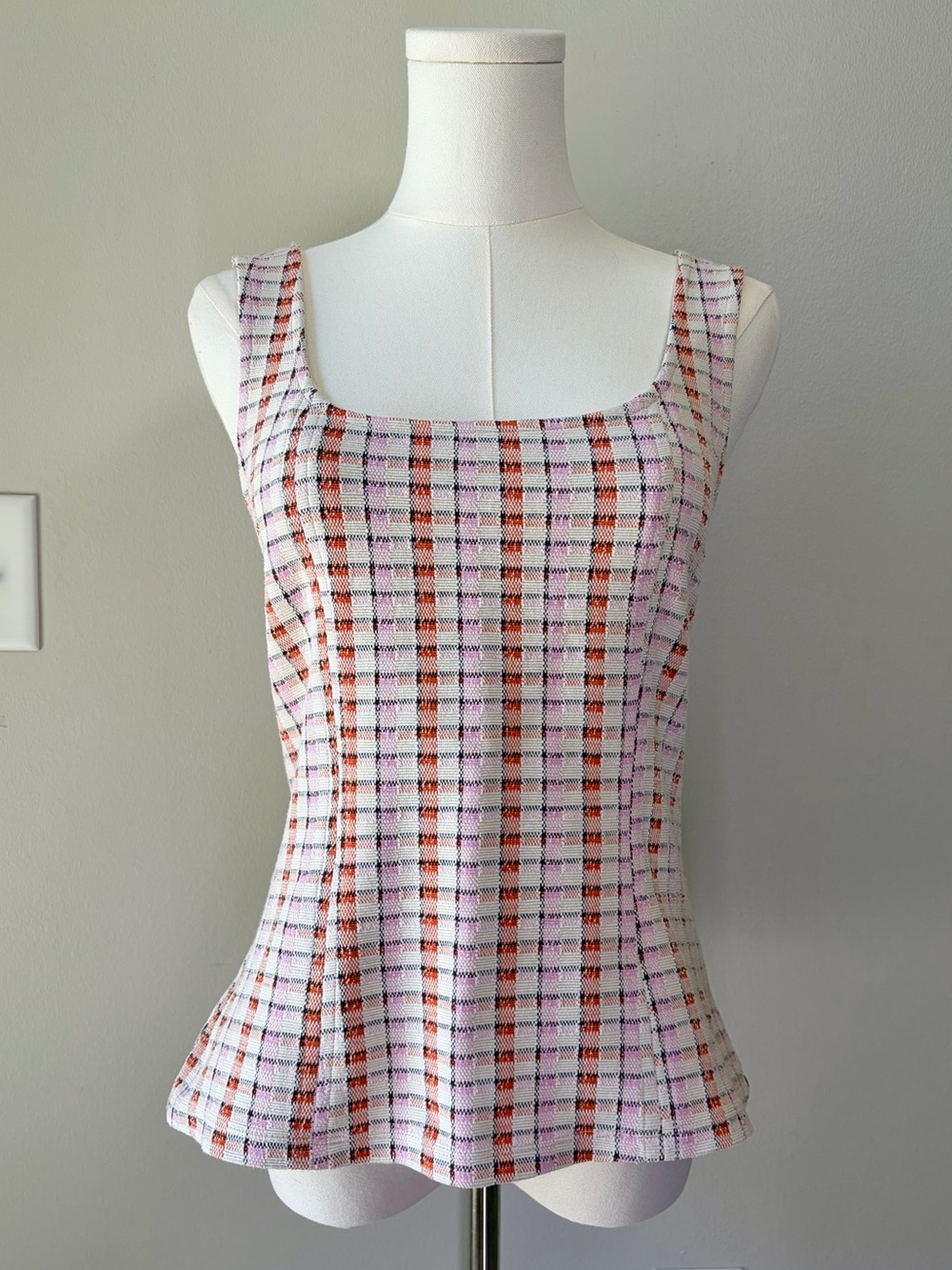 Ann Taylor Plaid Fit & Flare Tank Top Blouse